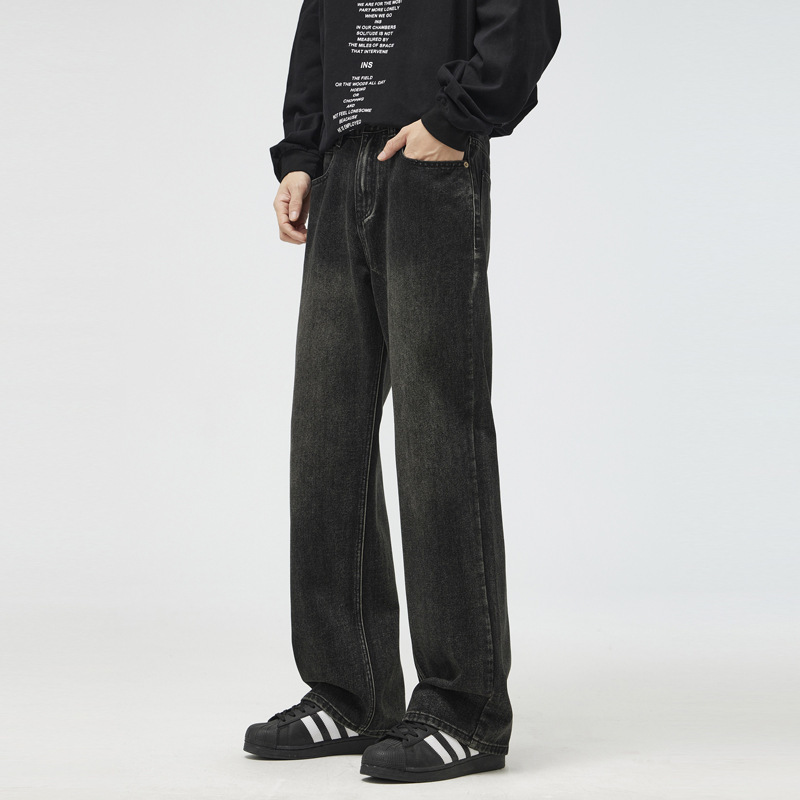 No. 7 Warehouse Men's Clothing 2024 Autumn and Winter New Retro Trendy Non-Elastic Straight-Leg Micro-Flared Jeans for Men