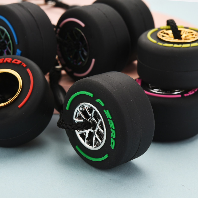 PVC soft rubber three-dimensional key chain double-sided LOGO rubber tire key chain auto gift small pendant wholesale