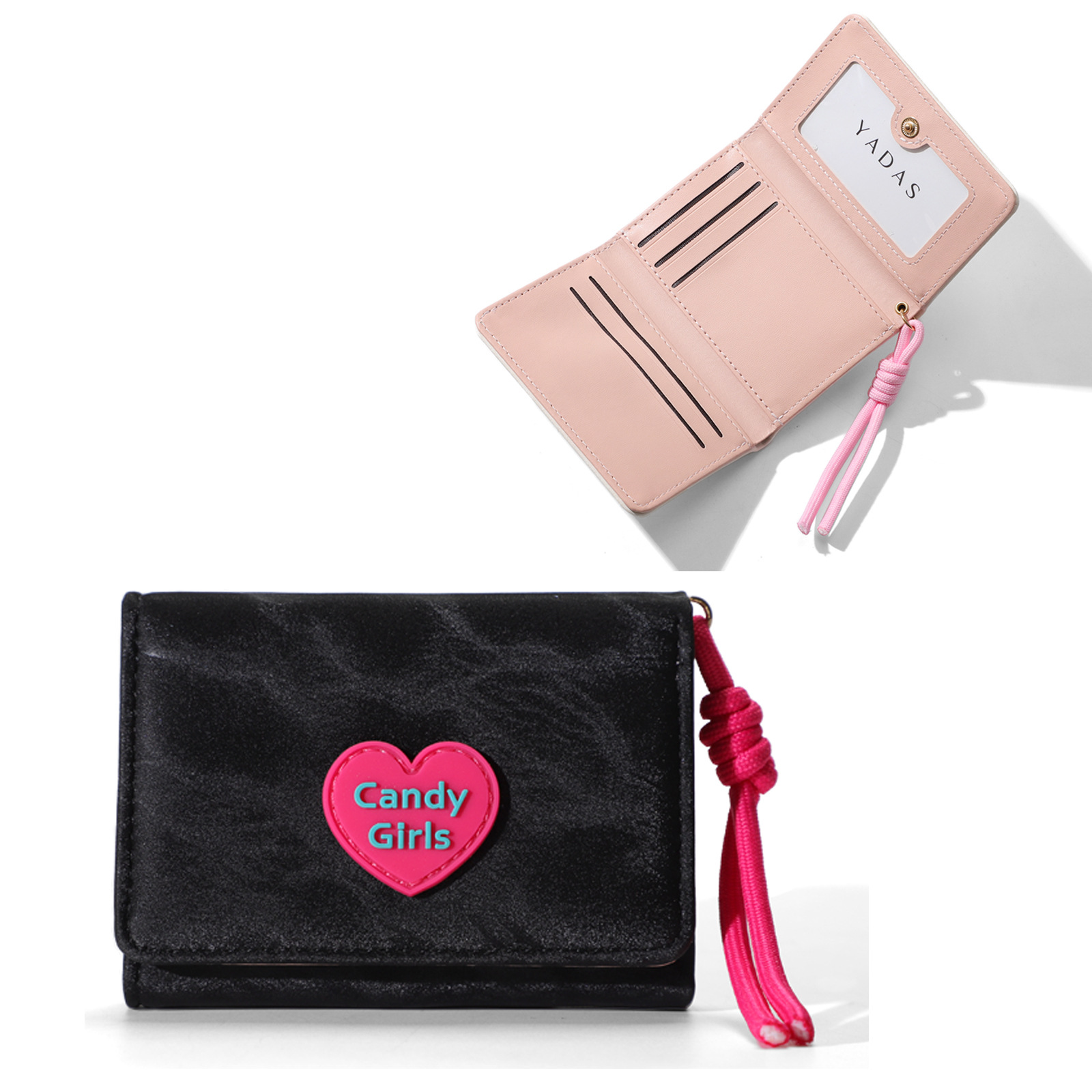[Candy Girl] YADAS, tarjetero para mujer Xiaoxiang, billetera corta de tres pliegues de cuero PU premium