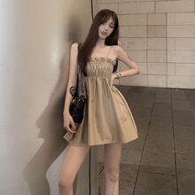 温柔风甜美韩系辣妹性感抹胸吊带连衣裙女夏季裙子又纯又欲超短裙