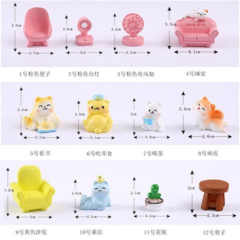 New cat creative healing book desktop room decoration small objects miniature small animal resin crafts