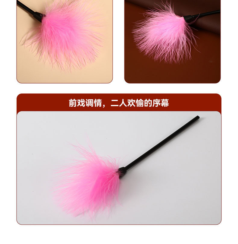 Feather Teasing Stick in Pink with ABS Handle for Adult Sensory Play — detail image 17