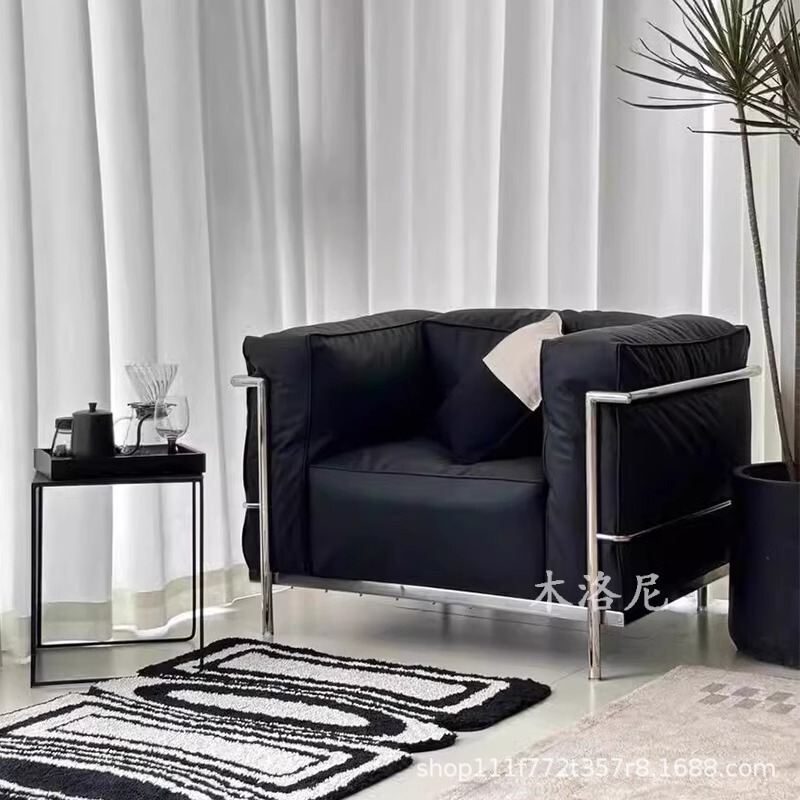Retro Style LC3 Sofa Ancient Designer Corbusier Sofa Chair Stainless Steel Creative Down Single Sofa
