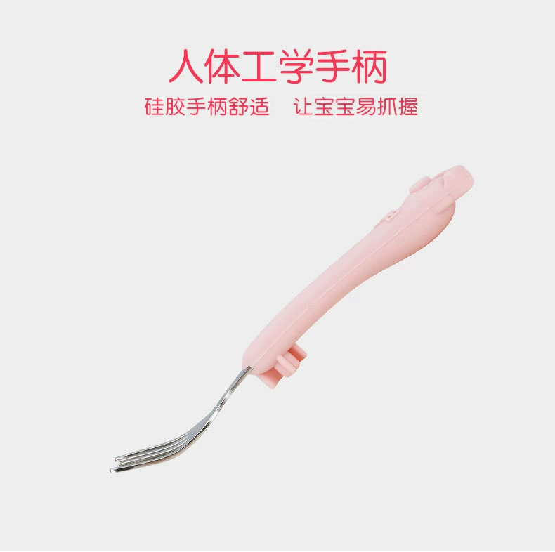 Children's silicone teaching set stainless steel, creative handheld tableware, Birthday gift