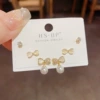 Golden set with bow pearl, cat's eye, 3 piece set