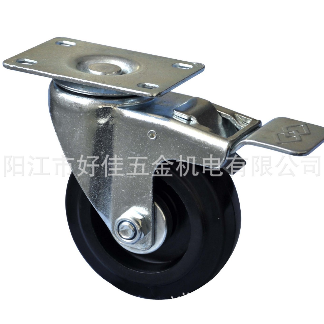 源头工厂产品100X32mm中型平板双刹高弹力高耐磨橡胶设备脚轮