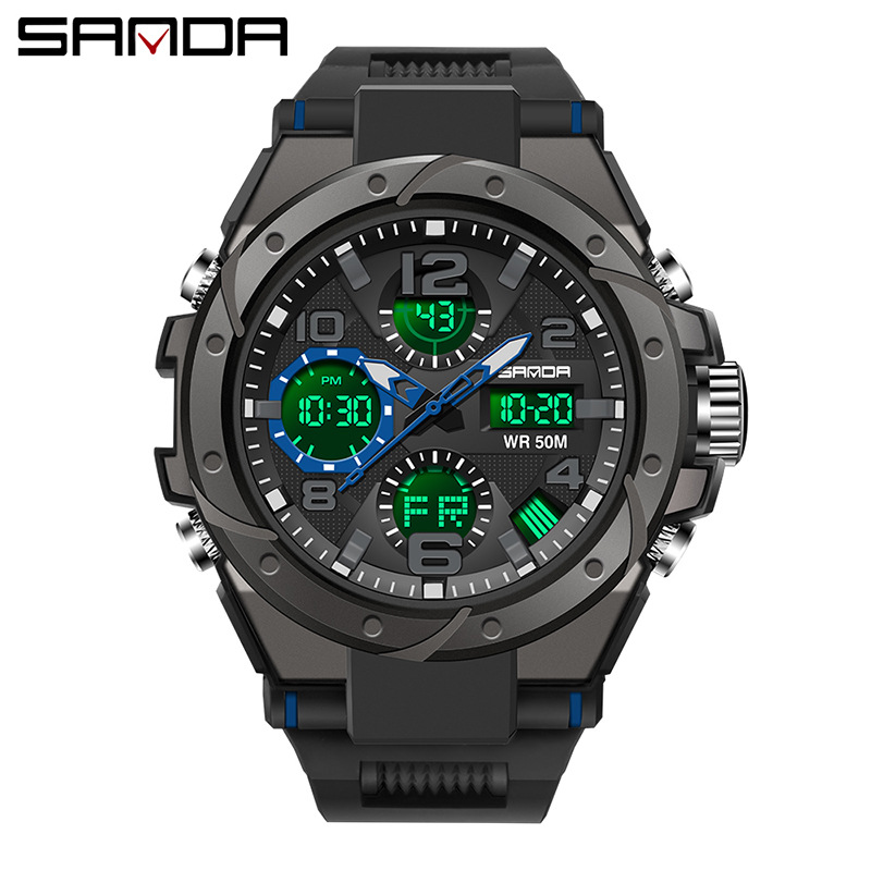 Reloj electrónico de los hombres personalizados de moda deportes al aire libre impermeable reloj luminoso LED multifuncional reloj de estudiante Masculino