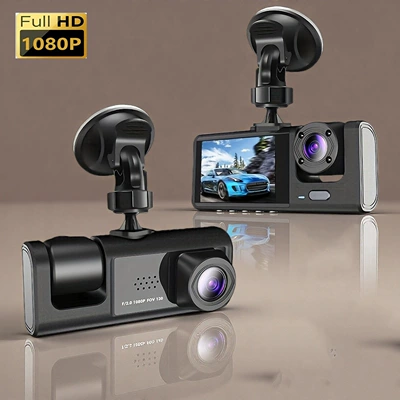 Three-Lens Car Dashcam, New Cross-Border Model, Enhanced Night Vision, Wifi Connectivity for Parking Monitoring (Driving recorder) - c309-dual-lens-without-wifi
