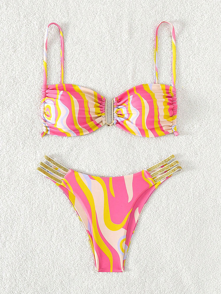 126g Weight Comfort Feel Of Sensation Low Waist Panties Waist Briefs Panties Style Women's Stripe 2 Piece Set Bikinis