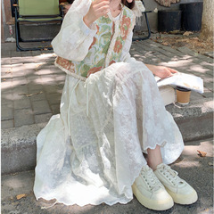 法式提花马甲连衣裙套装女2025春秋新款设计感好看仙女裙两件套