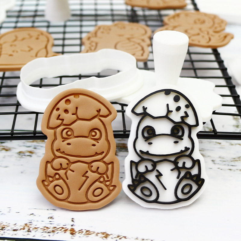 Molde de galletas de dinosaurio para hornear fiesta Molde de fondant de bricolaje Molde de galletas de azúcar de presión tridimensional 3D Molde de corte de galletas de glaseado