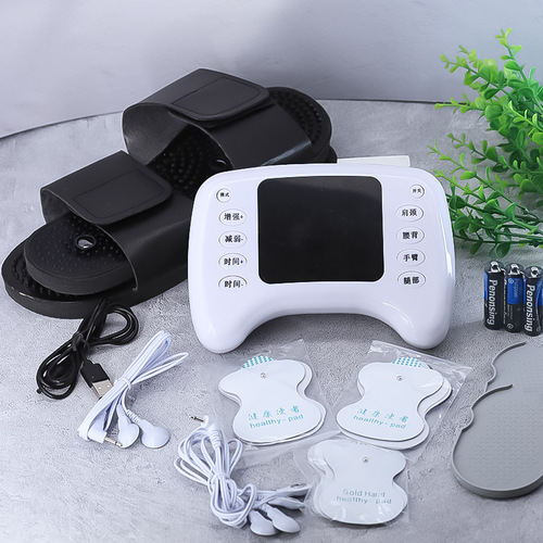 Cross-border new mid-frequency dual-output digital meridian massage device, multi-functional color screen electronic pulse massager for home use