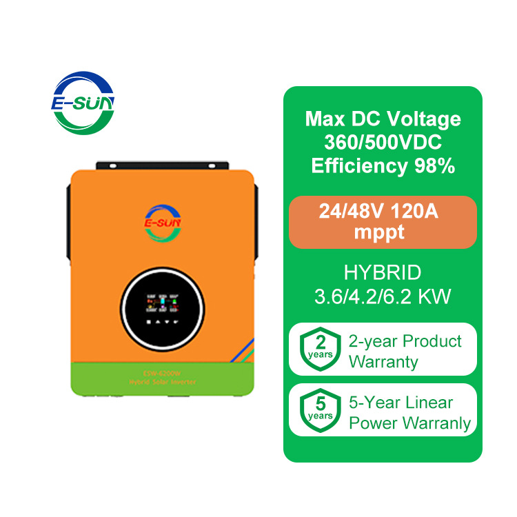 Inverter de almacenamiento de energía solar fotovoltaica de 6.2KW onda sinusoidal pura de alta potencia sistema doméstico fuera de red