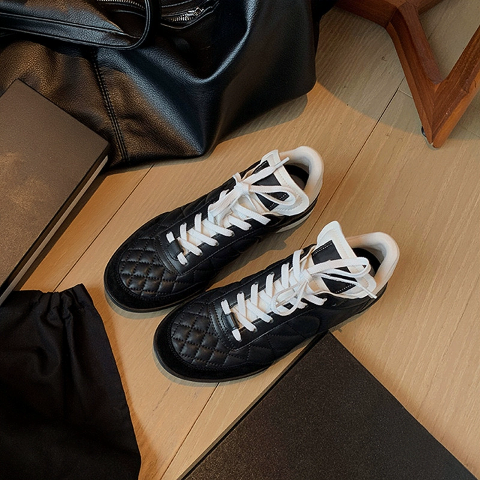 Спотовая версия из коровьей кожи ~ Little Xiangfeng в клетку из натуральной кожи на толстой подошве немецкая обувь женская спортивная повседневная обувь папа обувь