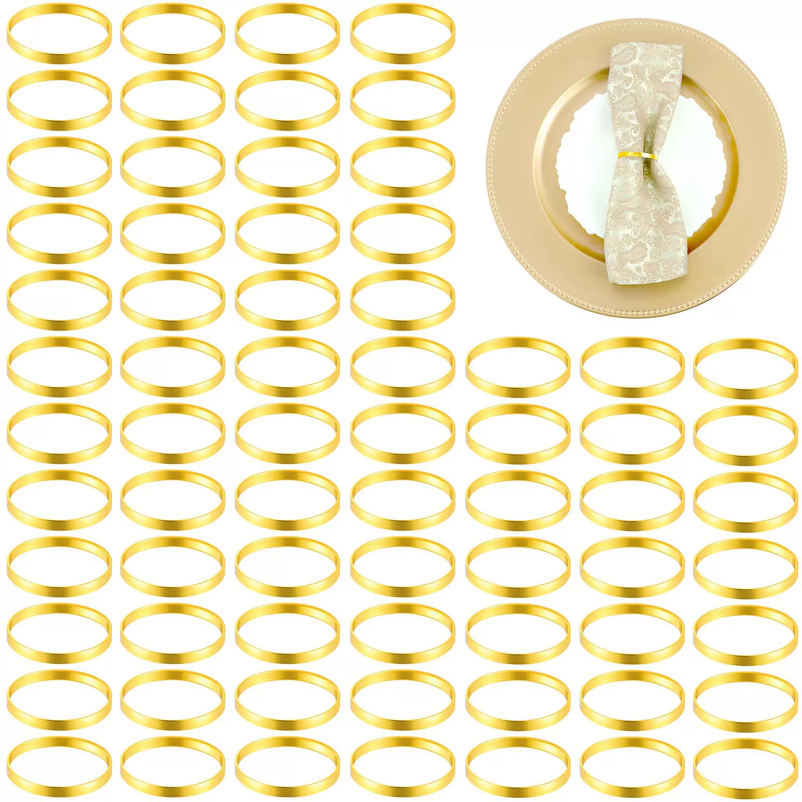 跨境热销简约纯色金色光圈餐巾环酒店餐厅摆台装饰餐巾扣现货批发