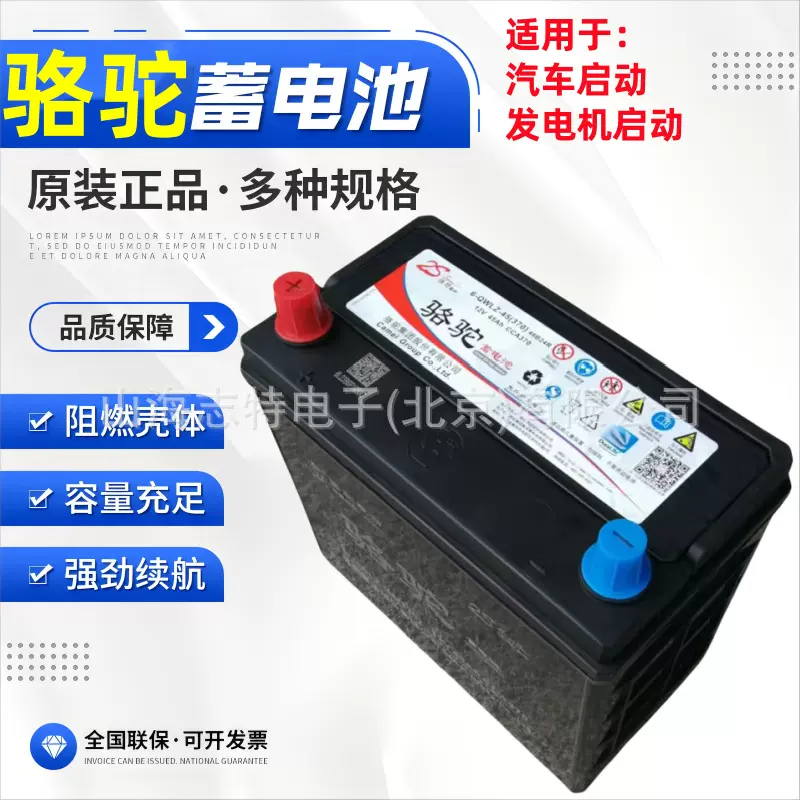 骆驼蓄电池12V80AH铅酸免维护锂电池现货批发