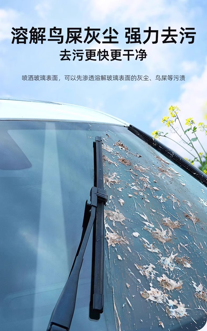 Car Glass Water Powerful Decontamination and Oil Film Removal Ethanol Removal Shellac Summer Car Wiper Water Concentrated for All Seasons