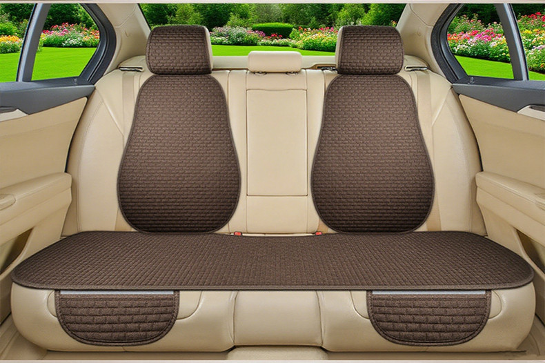 New Universal Linen Car Seat Cushion, Breathable Cotton-Linen Anti-Slip Seat Cover for All Seasons, Simple Design