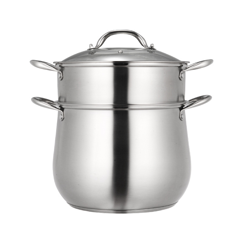 Olla de sopa de acero inoxidable curvo olla extra alta olla al vapor olla de sopa de doble fondo olla de gran capacidad olla de regalo universal