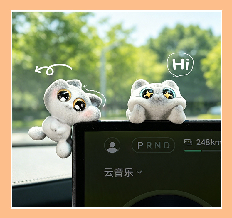 2026 New Car Ornament Cute Interior Decoration Creative Internet-Famous Car Display Screen Doll Ornament