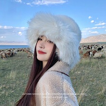 帽子女冬季2025新款显脸小加绒加厚保暖护耳帽大头围毛茸茸渔夫帽