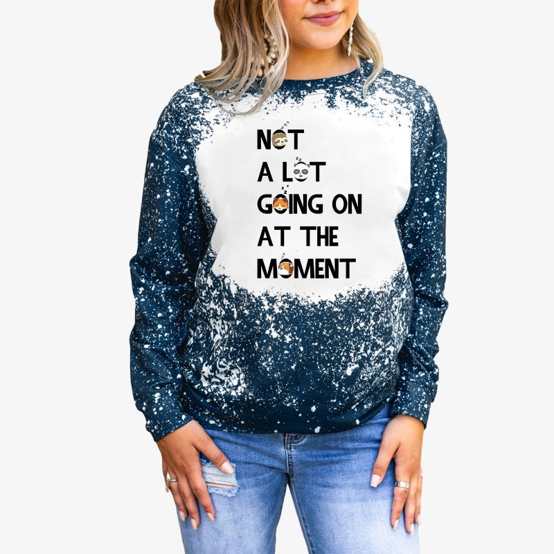 Felpa con cappuccio ampia a maniche lunghe con scollo rotondo autunno e inverno 2024 da donna alla moda con stampa inglese_voghion.com