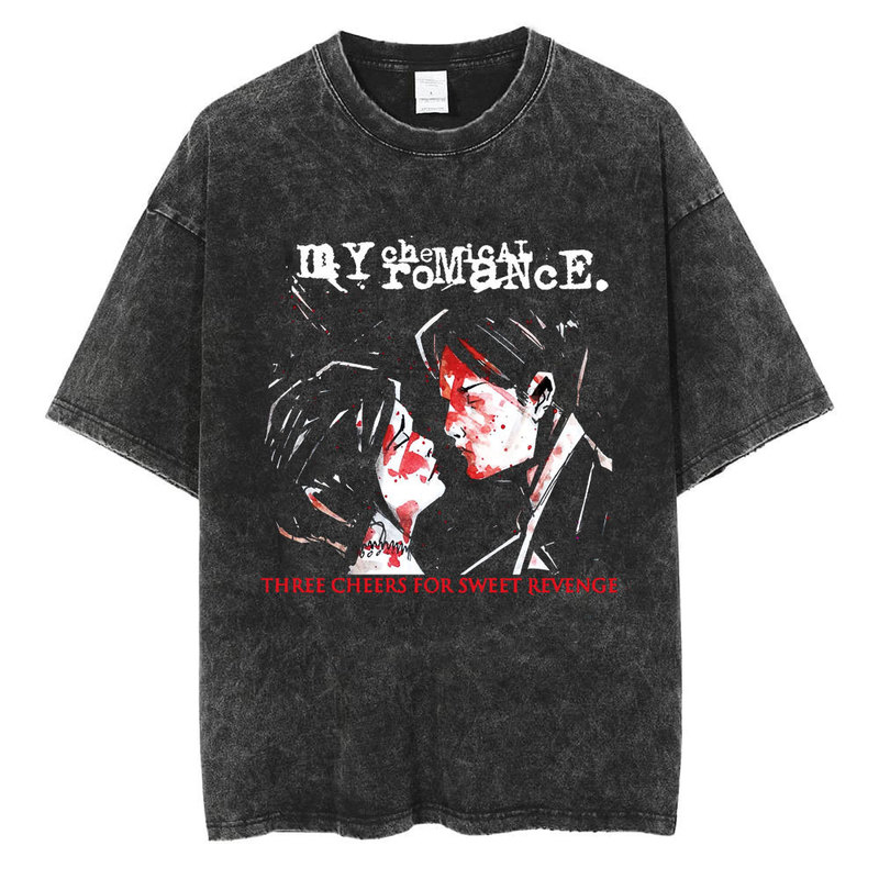 Rock Band My Chemical Romance Washed T-Shirt Black Men Women Punk Hip Hop Short Sleeve Cotton t Shirt Rock Band My Chemical Romance Washed T-Shirt Black Men Women Punk Hip Hop Short Sleeve Cotton t Shirt