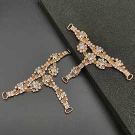 批发T型鞋扣鞋配件电镀烧焊水钻鞋花比基尼泳衣胸衣装饰diy配饰