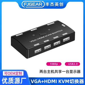 丰杰英创 Гибридный переключатель VGA+HDMI на переключение функций KVM-переключателя VGA