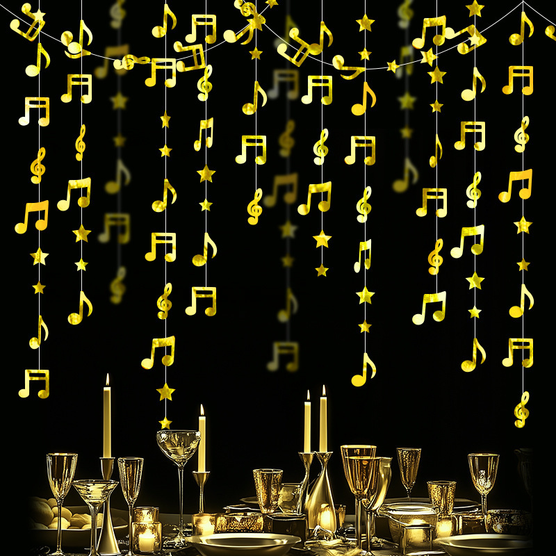 New Creative Multi-Color Note Flag Music Birthday Birthday Wedding Party Background Decoration Banner Pull New Creative Multi-Color Note Flag Music Birthday Birthday Wedding Party Background Decoration Banner Pull
