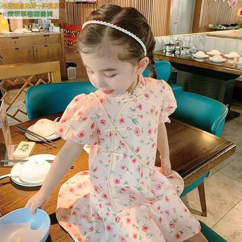 女童旗袍夏季中国风儿童2024新款古装裙宝宝公主雪纺连衣裙