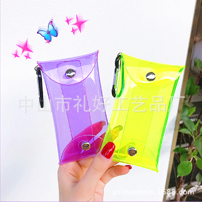 新款透明PVC零钱包摇摇乐按压放松钥匙扣挂件口红耳机收纳小包包