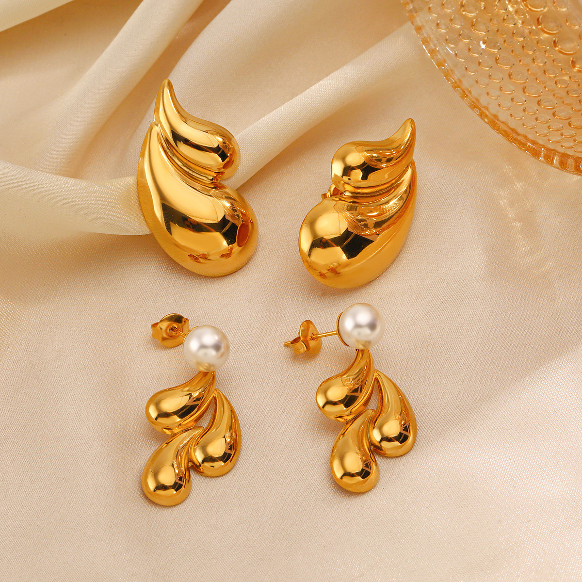brand earrings stainless steel drop-shaped