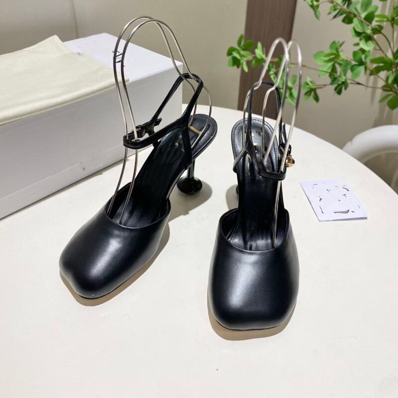 Baotou Sandals Women's 2025 Summer New Fashion Genuine Leather High Heels Round Toe Cute Mary Jane Shoes Back Hollow Sandals