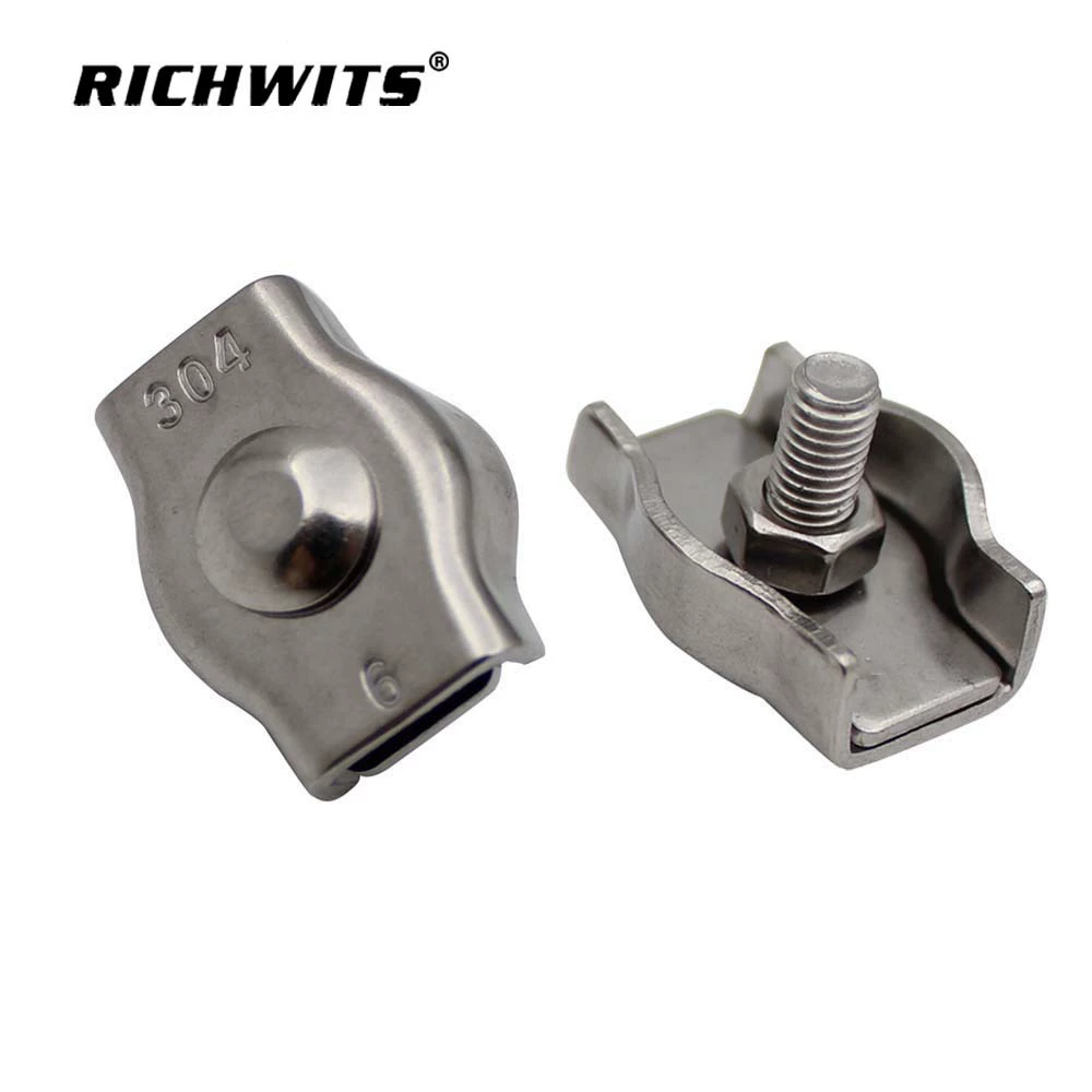 RICHWITS нержавеющая сталь 304 одинарный зажим из нержавеющей стали Патрон Зажим для троса