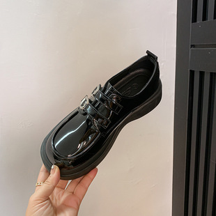 Thick-Soled Black Leather Shoes for Women 2025 Spring and Autumn New Style Genuine Leather Retro British Style Round-Toe Platform Loafers Single Shoes