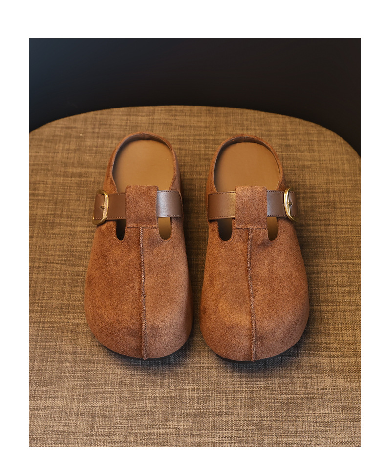Dép lê nữ Birkenstock đế xuồng HY1009 thời trang mùa thu, đế dày, nâng chiều cao, kiểu lười, mũi kín — con lạc đà chi tiết 19