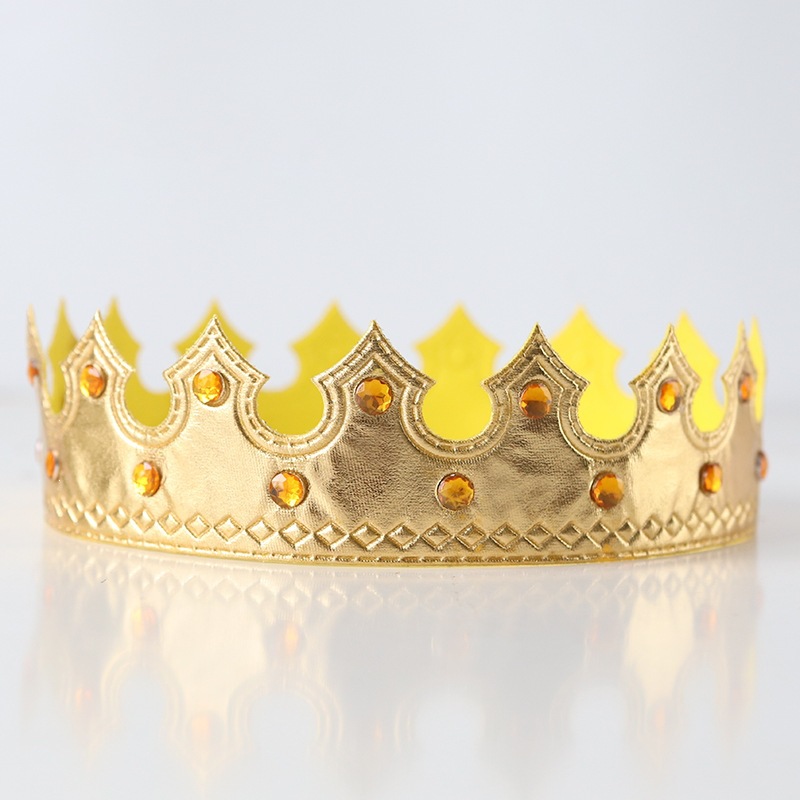 Tejido rey corona feliz cumpleaños pastel decoración accesorios tocado príncipe dorado sombrero de cumpleaños para niños corona