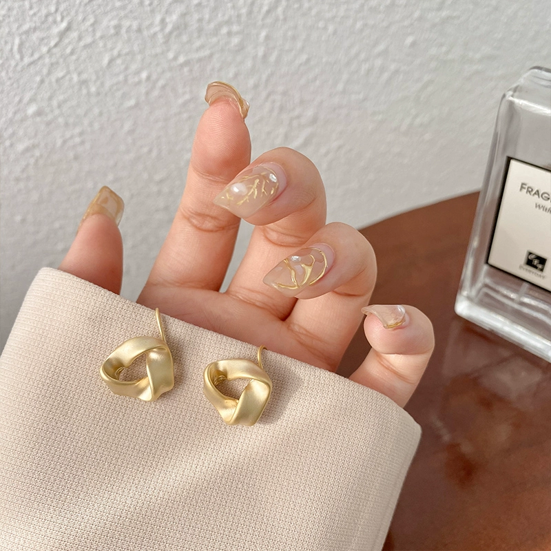 Ear clips, retro golden earrings, french style, no pierced ears, 925 sample silver