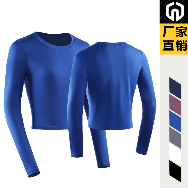 Casual de manga larga de fitness deportes de alta elasticidad de secado rápido medias expuestas ombligo de las mujeres al aire libre correr yoga deportes slim fit ropa