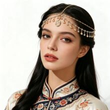 跨境爆款金属锆石流苏头链多层异域风情古风汉服配饰女工厂批发