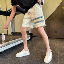 畅销感短裤男休闲宽松男裤夏季薄款中裤子条纹五分男裤外穿大遍细
