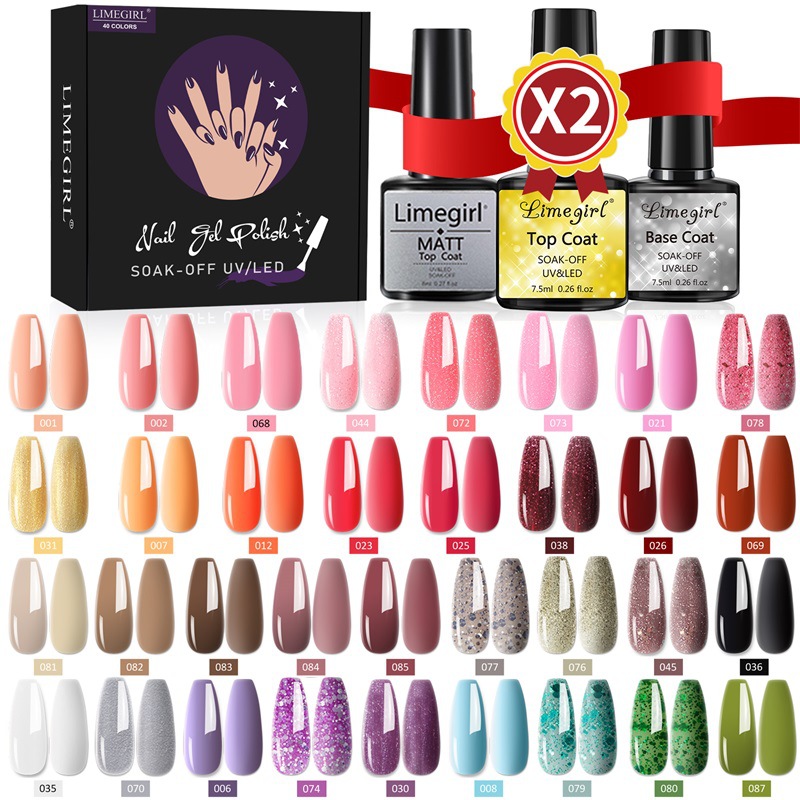 Juego de pegamento funcional para manicura de 40 colores de Amazon, pegamento de fototerapia removible, sellado sin lavado, pegamento base de sellado esmerilado