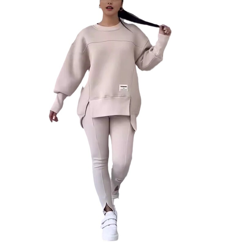 2025年欧美亚马逊独立站跨境女装不规则长袖印花卫衣打底裤套装女|undefined