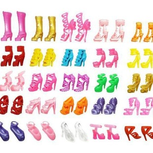 Mixed 30 Shuang's Pack Doll Dress Toy Shoes, High Heels Doll Play House Accessories Factory 100g