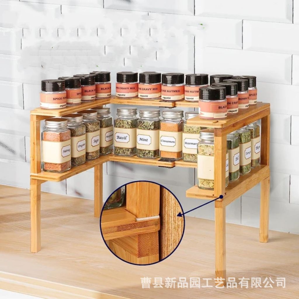 木质调料架桌面置物架厨房罐装调料用品香料放置架厨房收纳架批发