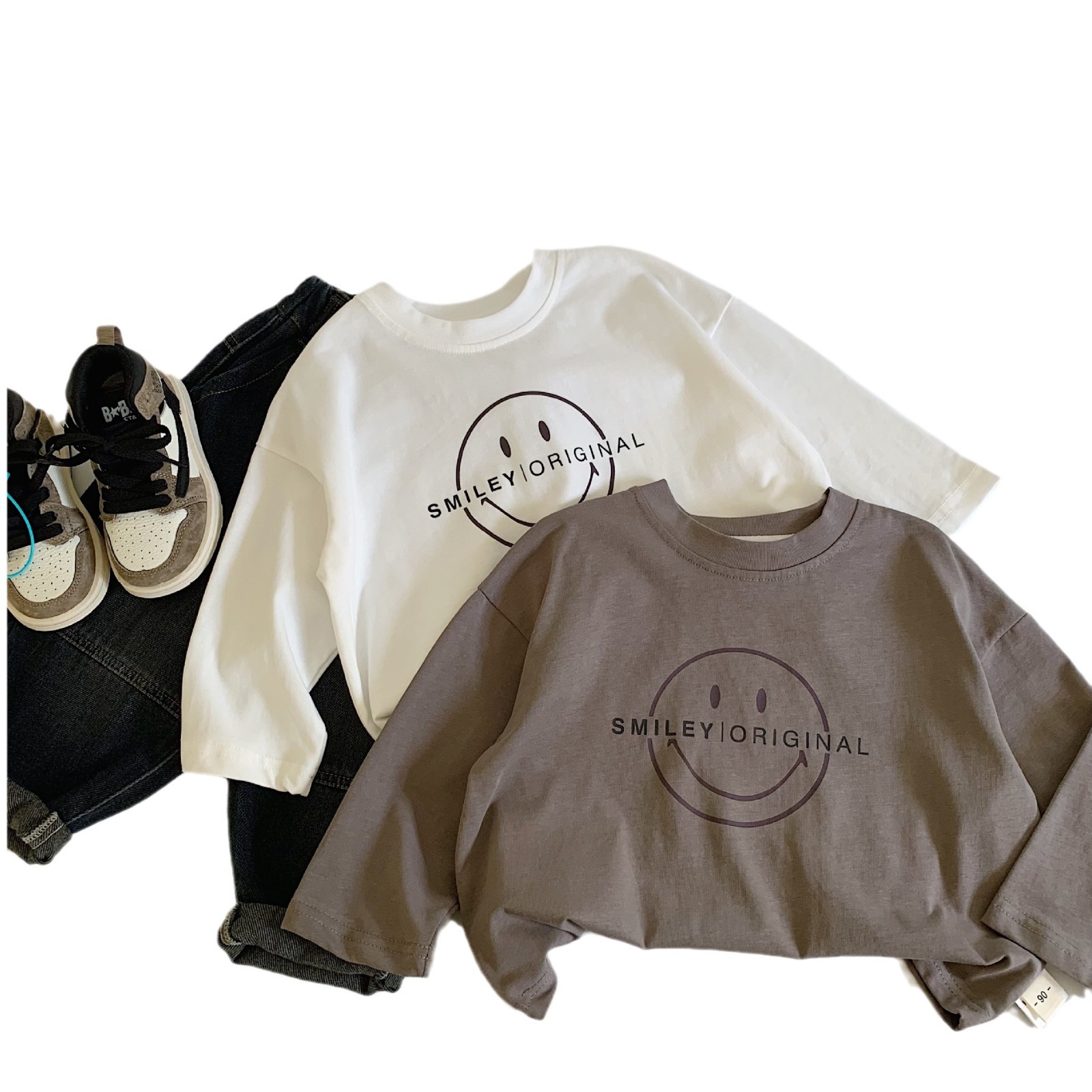 Mai Bao camiseta infantil 2025 primavera y otoño nuevos productos bebés estilo extranjero simple camiseta de base coreana de manga larga chaqueta de niño moda