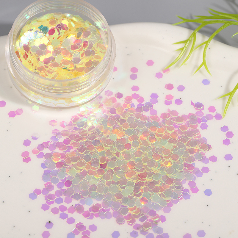 Factory wholesale fairy pupil glitter powder nail sequins glue flash Nail Polish glue handmade DIY geometric patch