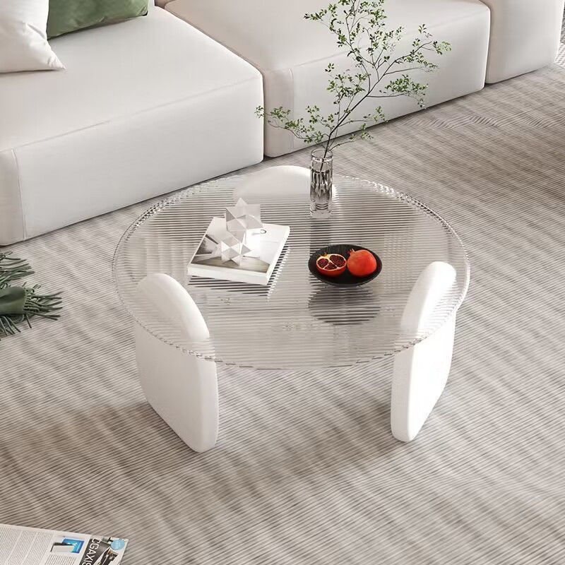 Fábrica directa de fábrica directa pequeña sala de estar de vidrio temperado mesa de té redonda combinación de mesa de té de lujo ligera