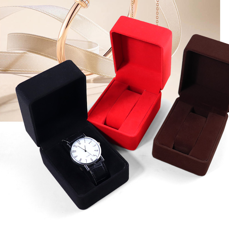Modern Style Velvet Rounded Corner Watch Box Flip Watch Box Watch Jewelry Packaging Box Watch Storage Gift Box Wholesale
